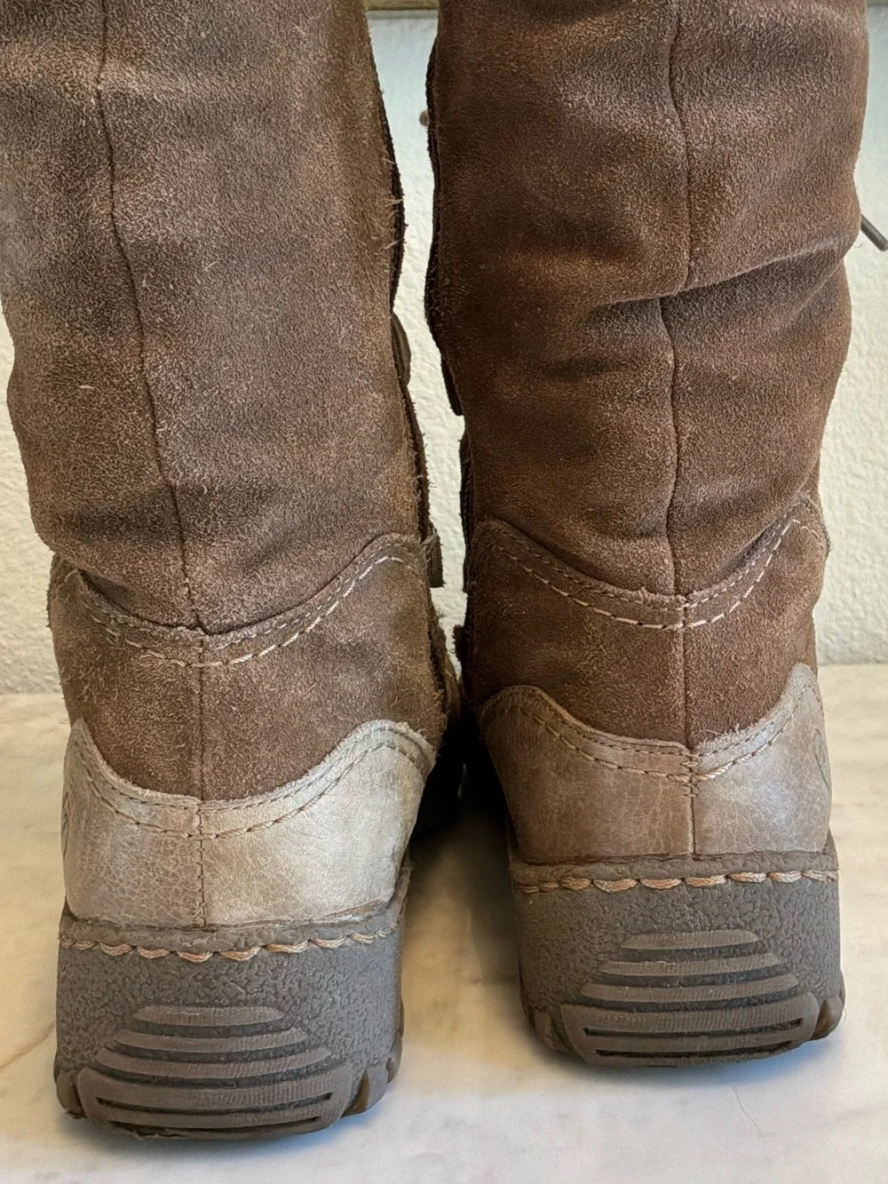 Women's Baretraps Suede Lace-Up Fur Trim Winter Boots Size8